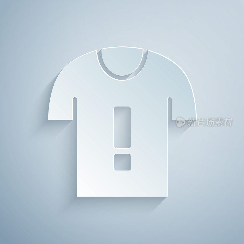 Paper cut T-shirt protest icon isolated on grey background. Paper art style. Vector